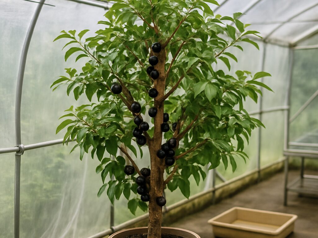 ジャボチカバを温室で栽培する様子