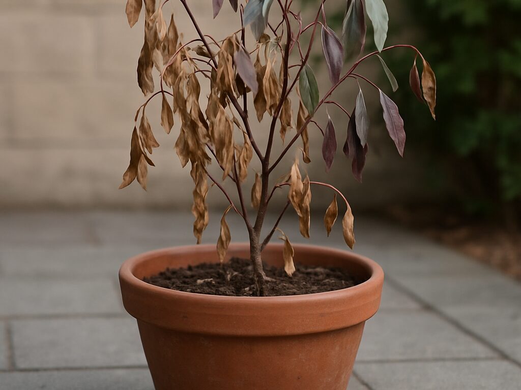 鉢植えのドドナエア枯れてしまう様子