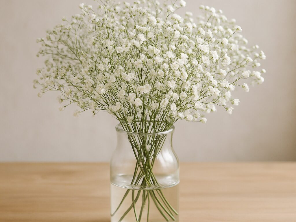 花瓶に入ったジプソフィラの花束