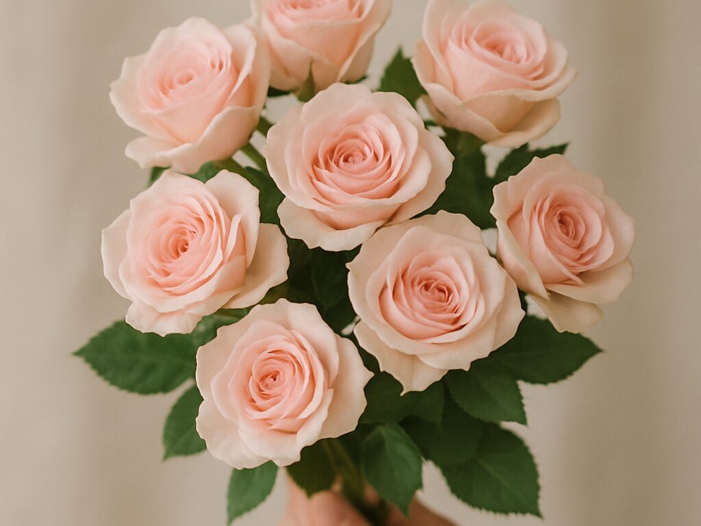 小ぶりなバラの花束