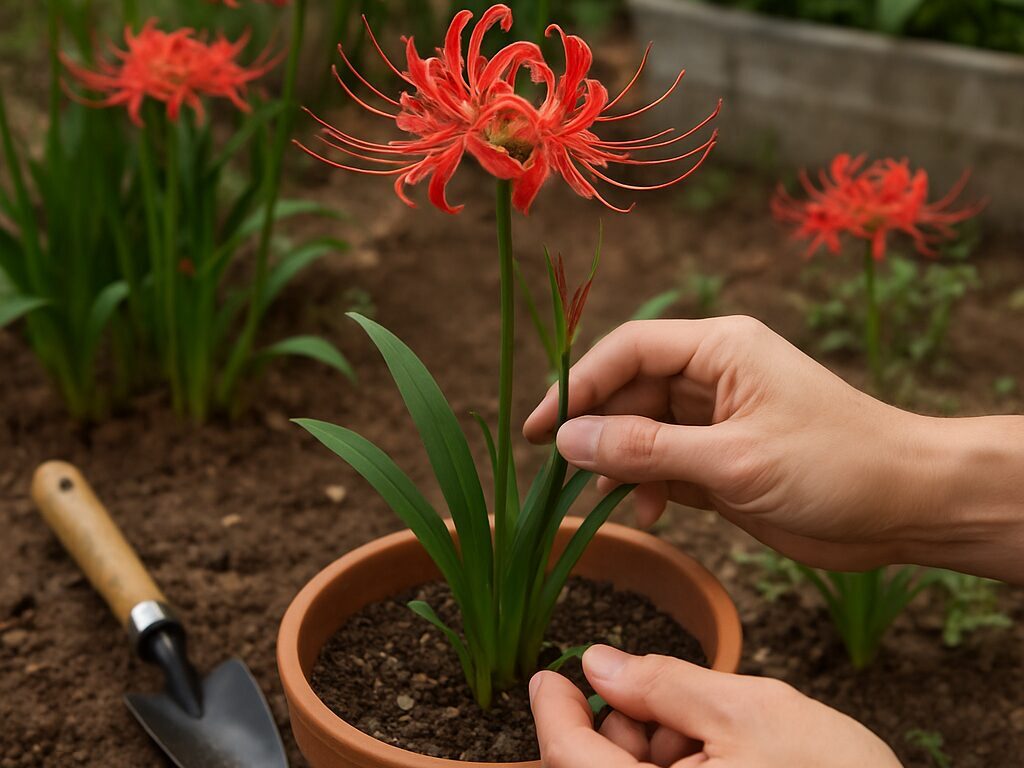 傷んだ球根と健全な球根を見比べ、腐敗や害虫被害の有無を確認する